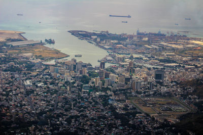 High angle view of cityscape against sky