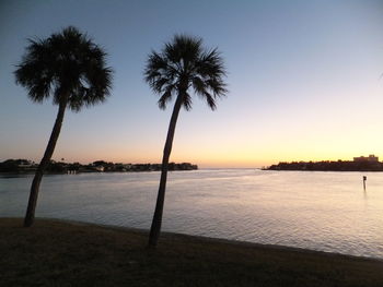 Scenic view of sea at sunset