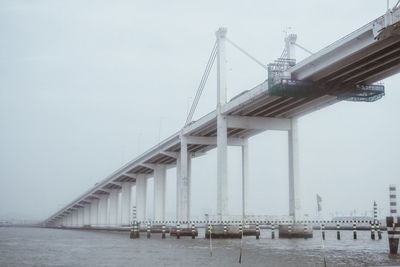 Suspension bridge over river