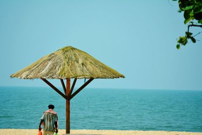 Rear view of man at beach