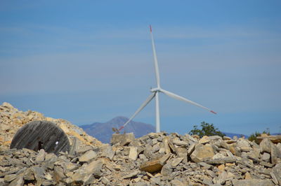 Traditional windmill against clear blue sky