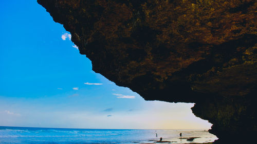 Rock formation against sea