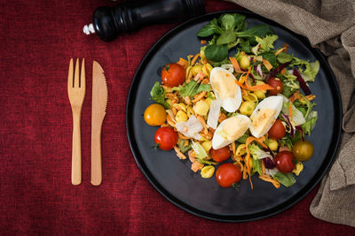 Close-up of food in plate on table