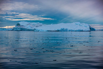 Frozen sea against sky