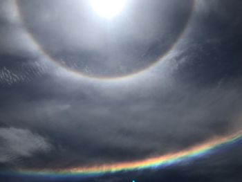 Low angle view of rainbow against sky