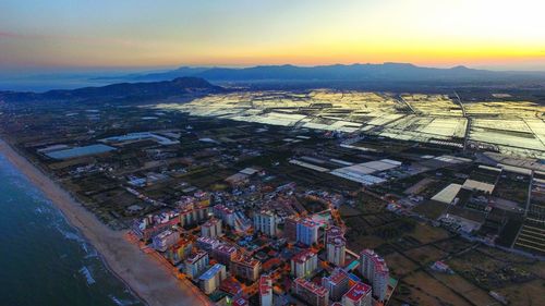 High angle shot of cityscape