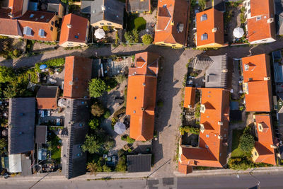 Beautiful, small, yellow rustic houses. traditional scandinavian style.