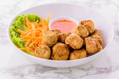 High angle view of meal served in plate