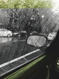 Wet car window during rainy season