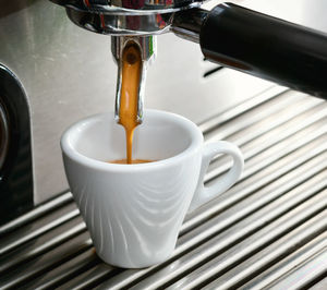 Close-up of coffee cup on table