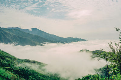 Scenic view of mountains against sky