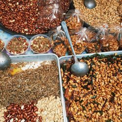 High angle view of fruits for sale in market