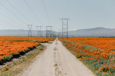 Road passing through landscape against sky