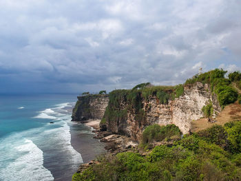 Scenic view of sea against sky in uluwatu, bali