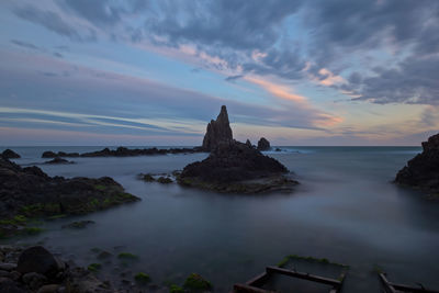 Scenic view of sea against sky during sunset