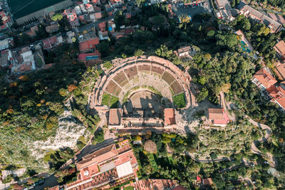 High angle view of buildings in city