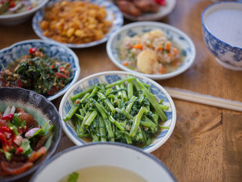 Rice gruel and side dish . concept breakfast thai style