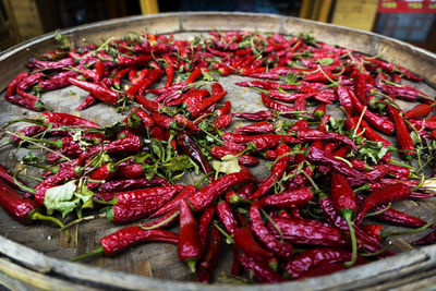 Close-up of red chili peppers