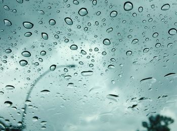 Full frame shot of raindrops on window