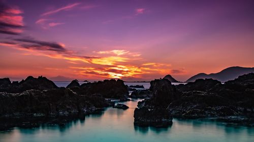 Scenic view of sea against sky during sunset