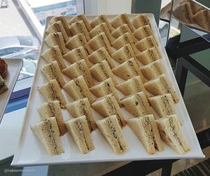 High angle view of dessert on table