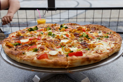Close-up of pizza on table