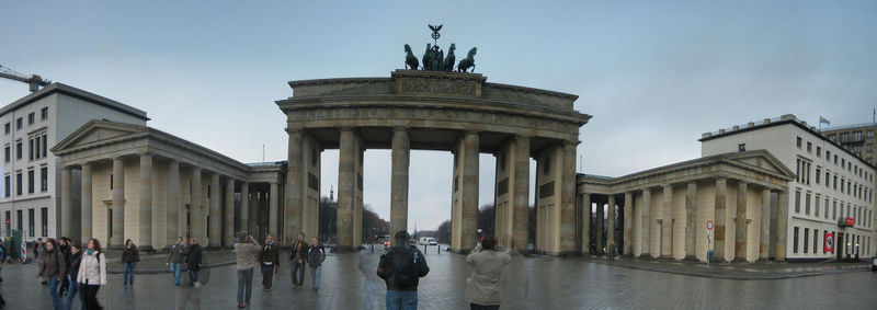 Tourists at historical building