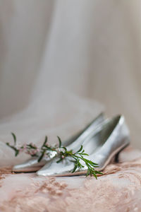 High angle view of shoes on table