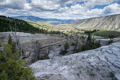 Scenic view of landscape and mountains against sky