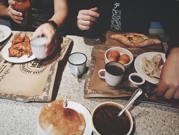 Close-up of woman eating food