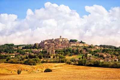 Townscape against sky, casale marittimo, tuscany, italy