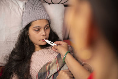 Close-up of woman smoking