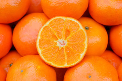 Full frame shot of oranges in market