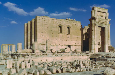 Low angle view of historic building against sky