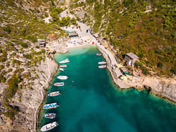 Aerial view of sea and landscape against sky