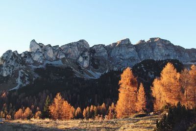 Scenic view of mountains against clear sky