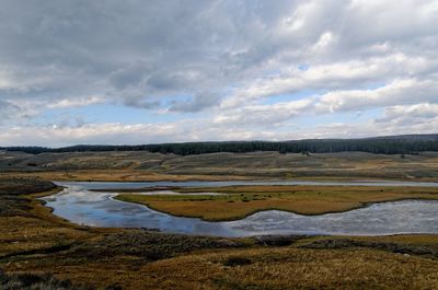 Scenic view of lake against sky