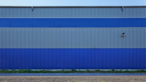 Blue wall of building