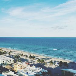 Scenic view of sea against blue sky