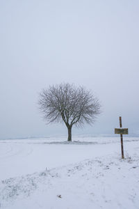 Scenic view of snow covered field against clear sky