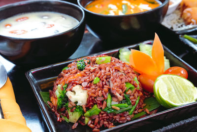 Close-up of food served in plate