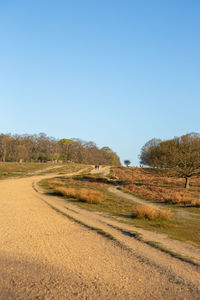 Scenic view of landscape against clear blue sky