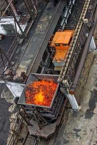 High angle view of fire