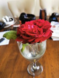 Close-up of rose bouquet on table