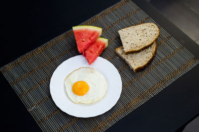 Close-up of breakfast served on table