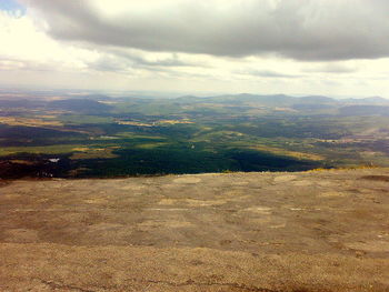 Scenic view of landscape against cloudy sky