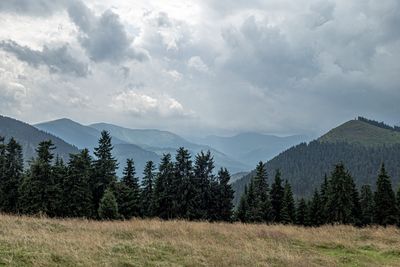 Scenic view of mountains against sky