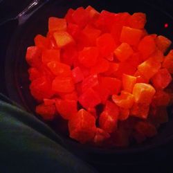 Close-up of red chili peppers in bowl