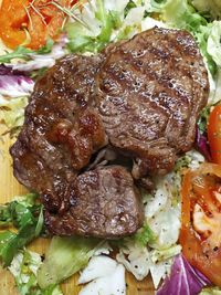 High angle view of meal served in plate