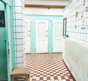 Empty corridor of public thermal bath building
